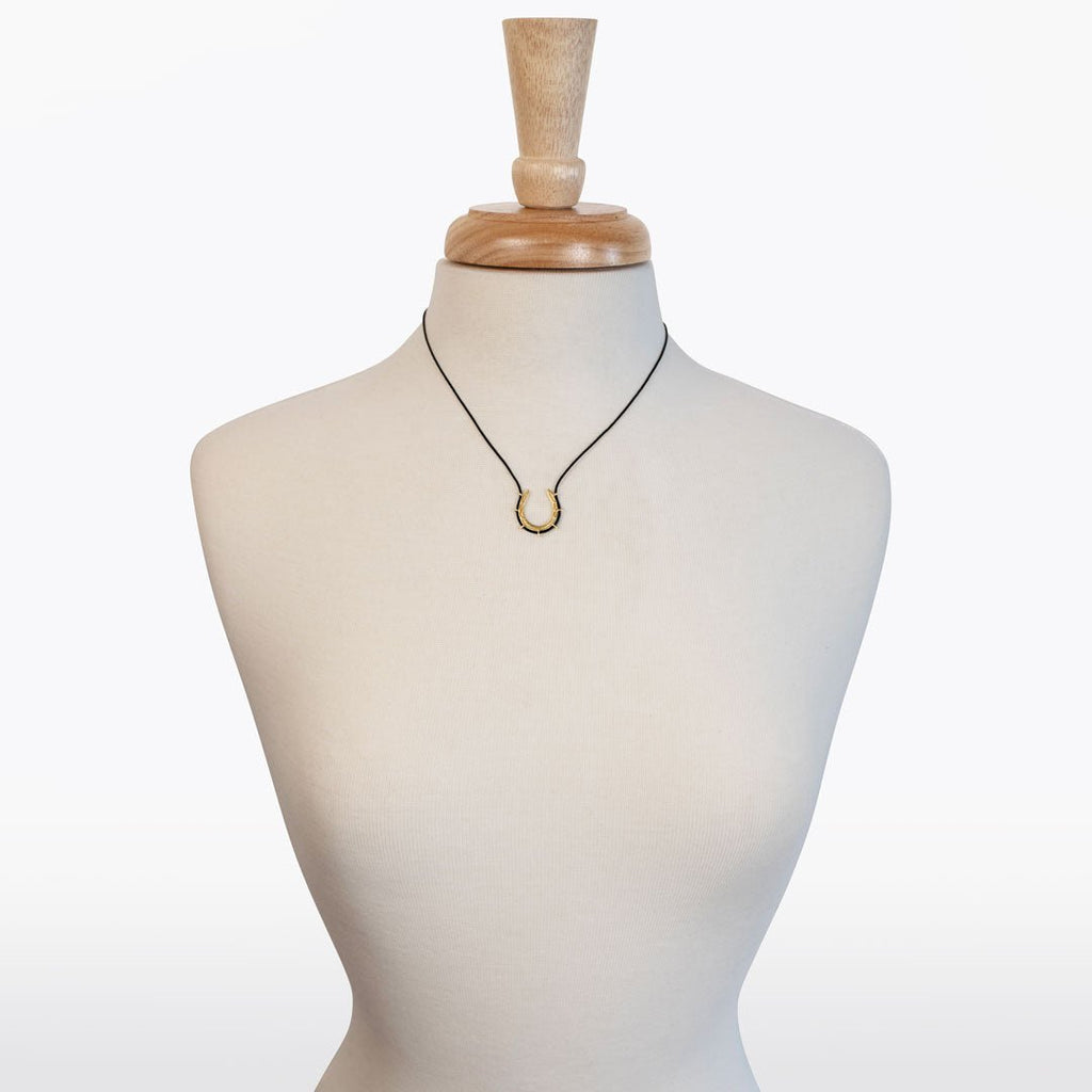 Canteen - Equestrian Horseshoe Necklace in Black & Gold