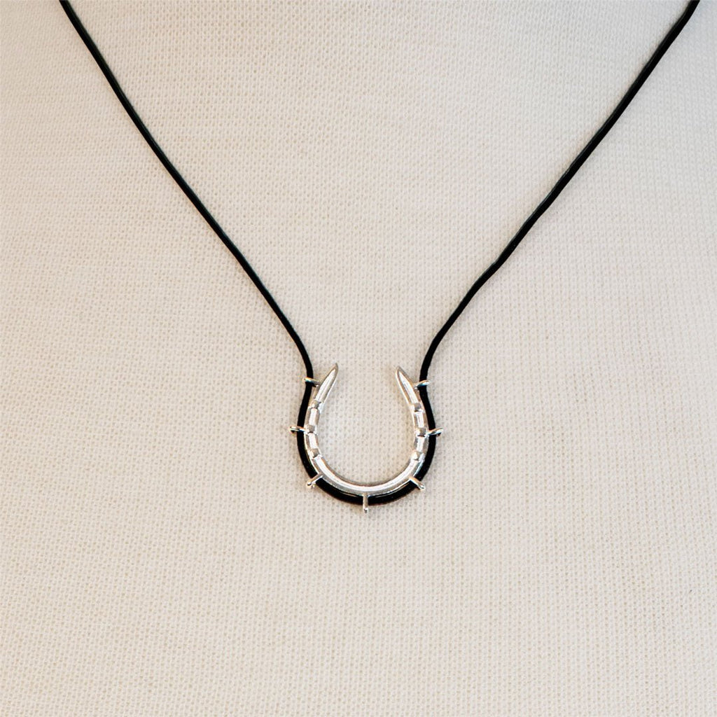 Canteen - Equestrian Horseshoe Necklace in Black & Silver