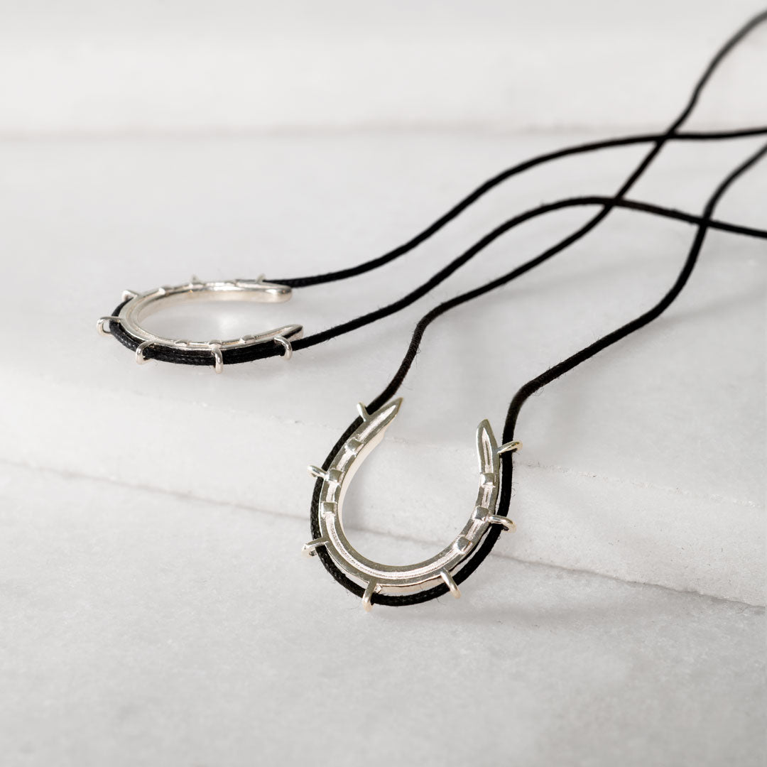 Canteen - Equestrian Horseshoe Necklace in Black & Silver