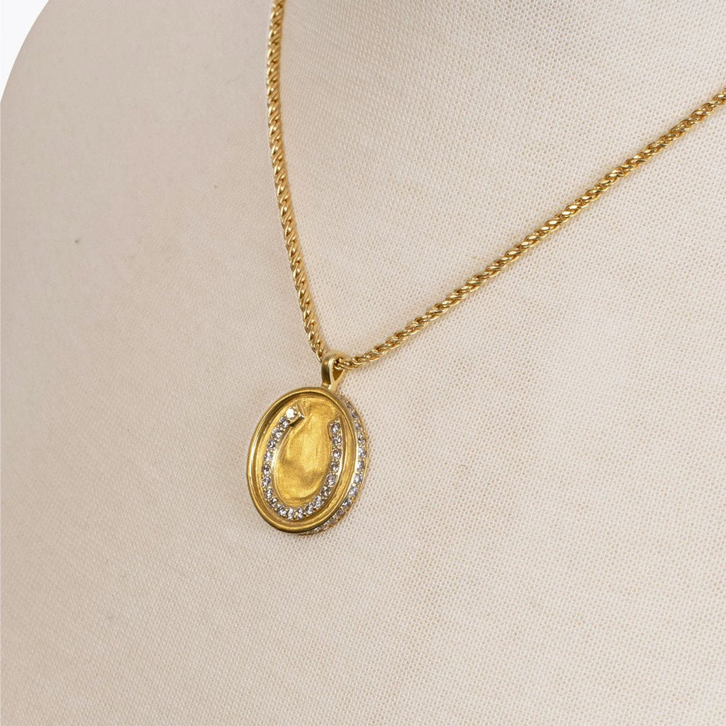 Chauncy Pave Equestrian Horseshoe Necklace in Gold