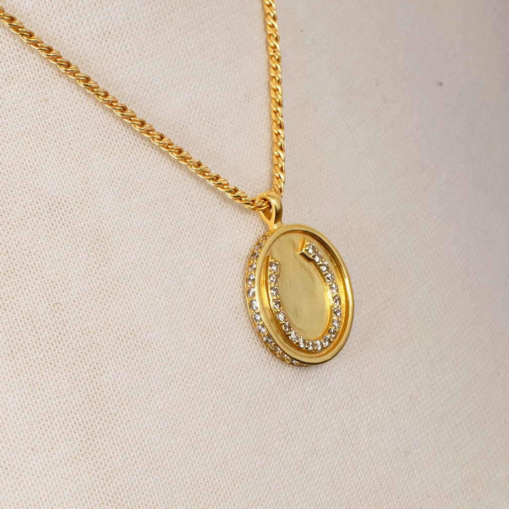 Chauncy Pave Equestrian Horseshoe Necklace in Gold