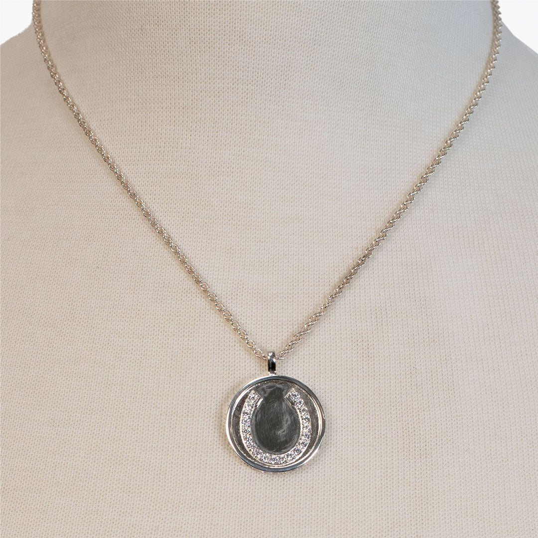 Chauncy Pave Equestrian Horseshoe Necklace in Silver