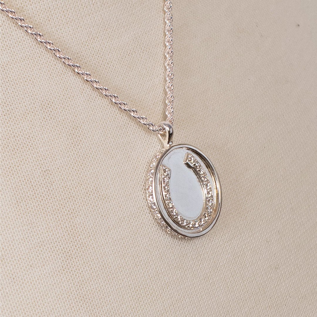 Chauncy Pave Equestrian Horseshoe Necklace in Silver