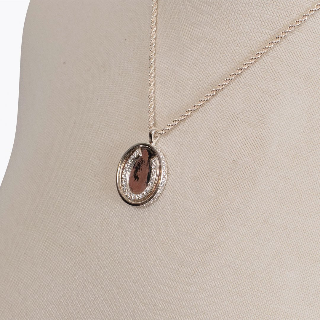Chauncy Pave Equestrian Horseshoe Necklace in Silver