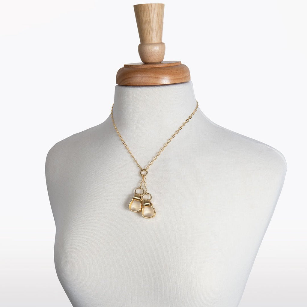 Cheyenne - Double Western Stirrup Necklace in Gold