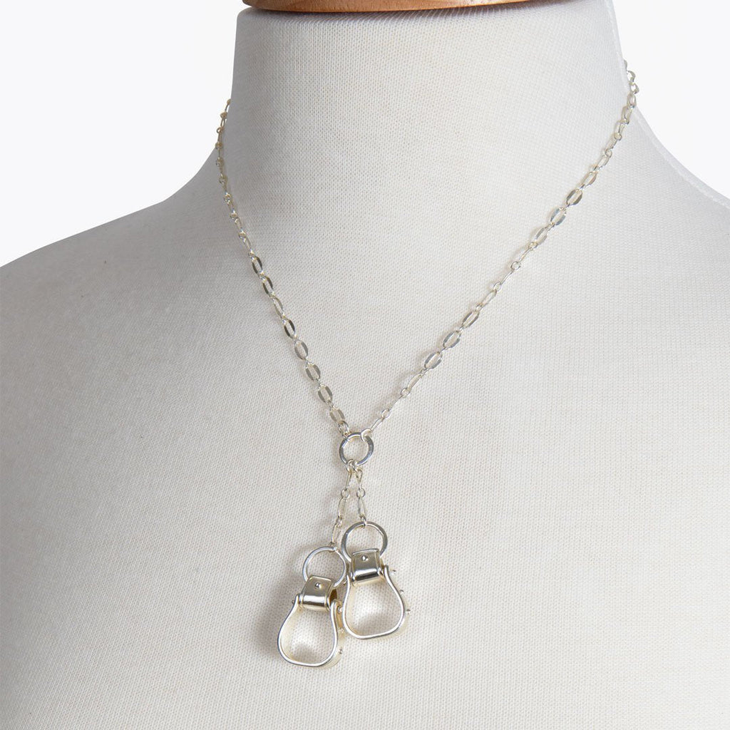 Cheyenne - Double Western Stirrup Necklace in Silver