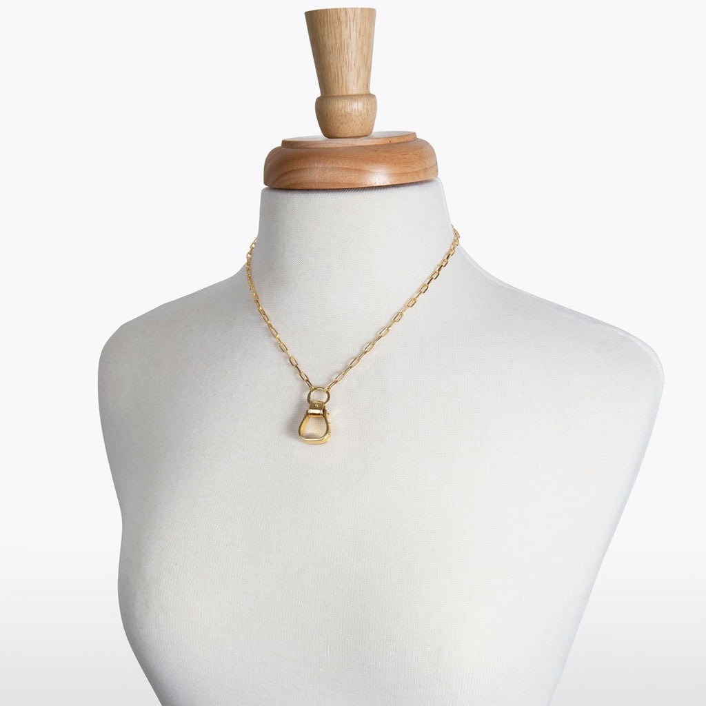 Cheyenne - Single Western Stirrup Necklace in Gold