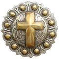 AJ Tack Gold Cross Berry Concho