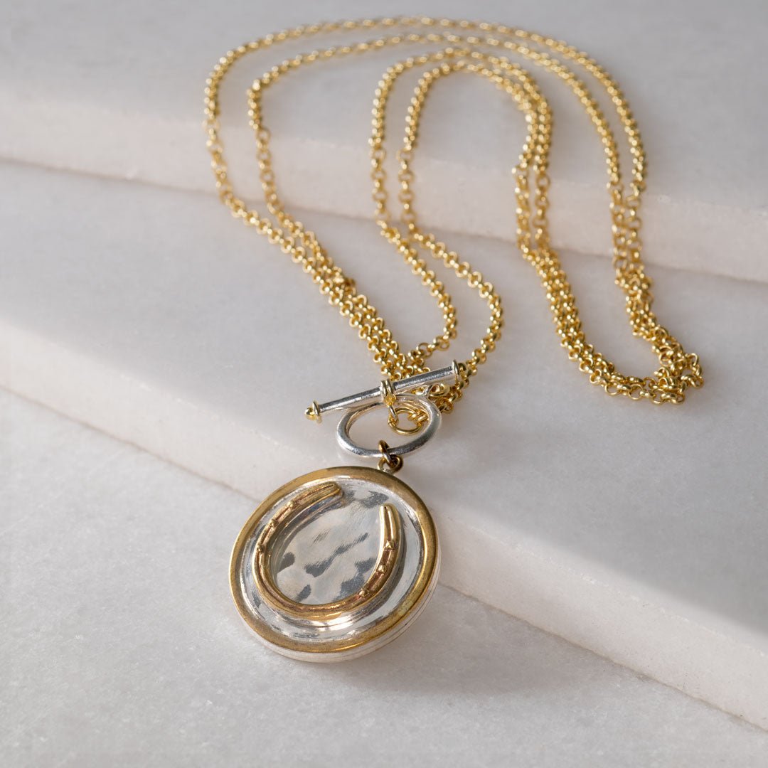 Cody - Double Sided T-Bar Horseshoe Charm Necklace