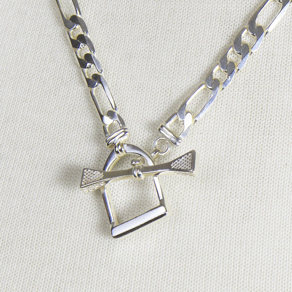 Cortina - Cuban Chain Horse Stirrup Bracelet in Silver