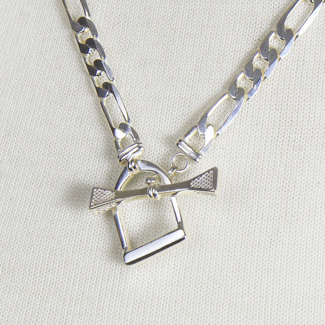 Cortina - Cuban Chain Horse Stirrup Bracelet in Silver
