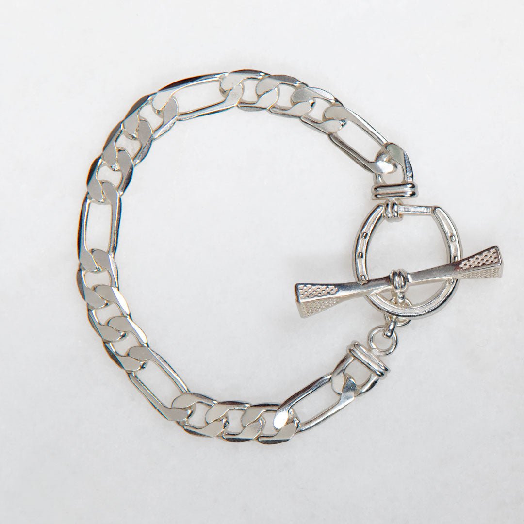 Cortina - Cuban Chain Horseshoe Bracelet in Silver