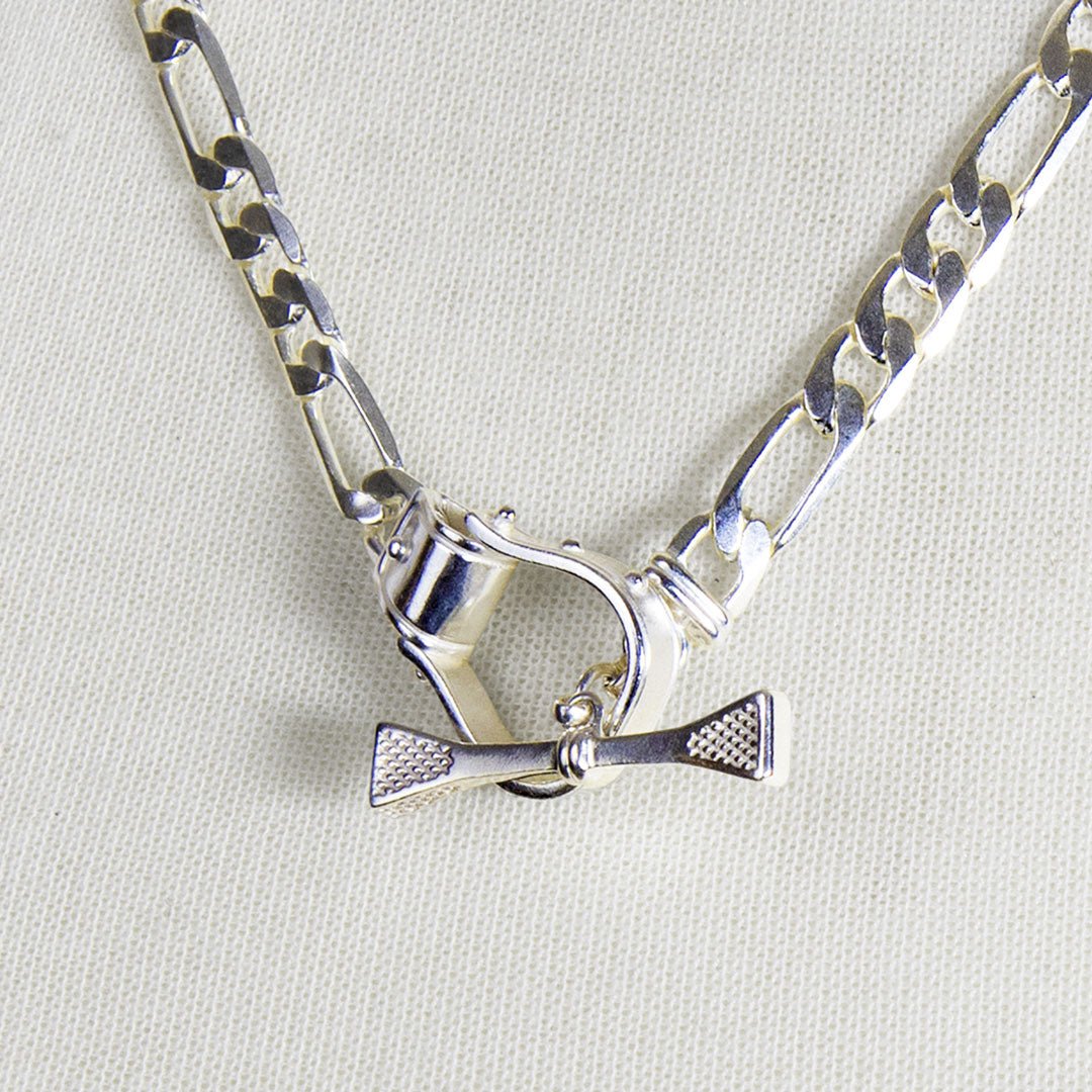 Cortina - Cuban Chain Western Stirrup Bracelet in Silver