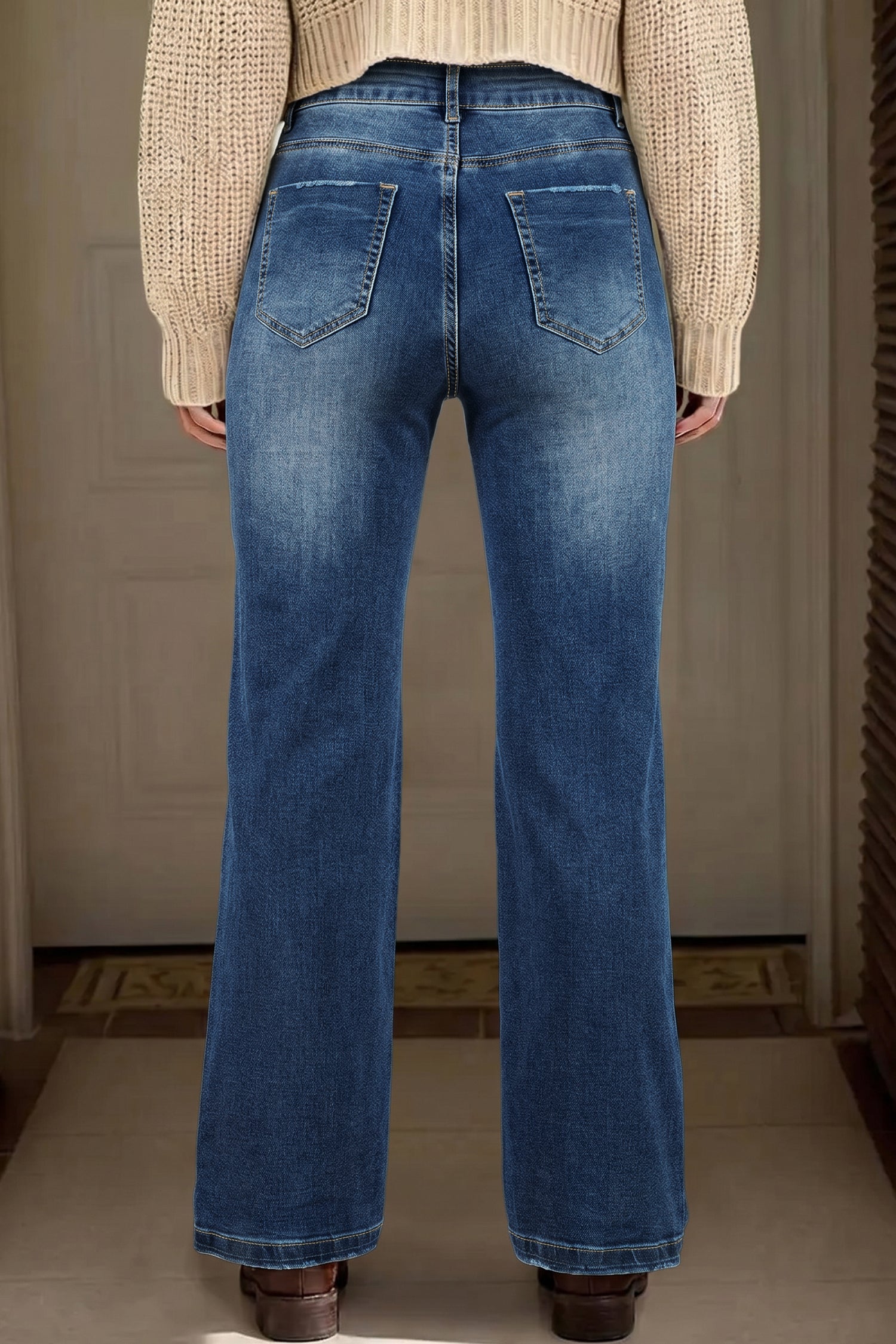 Myosotis Acid Washed Straight Leg Full Length Casual Jeans