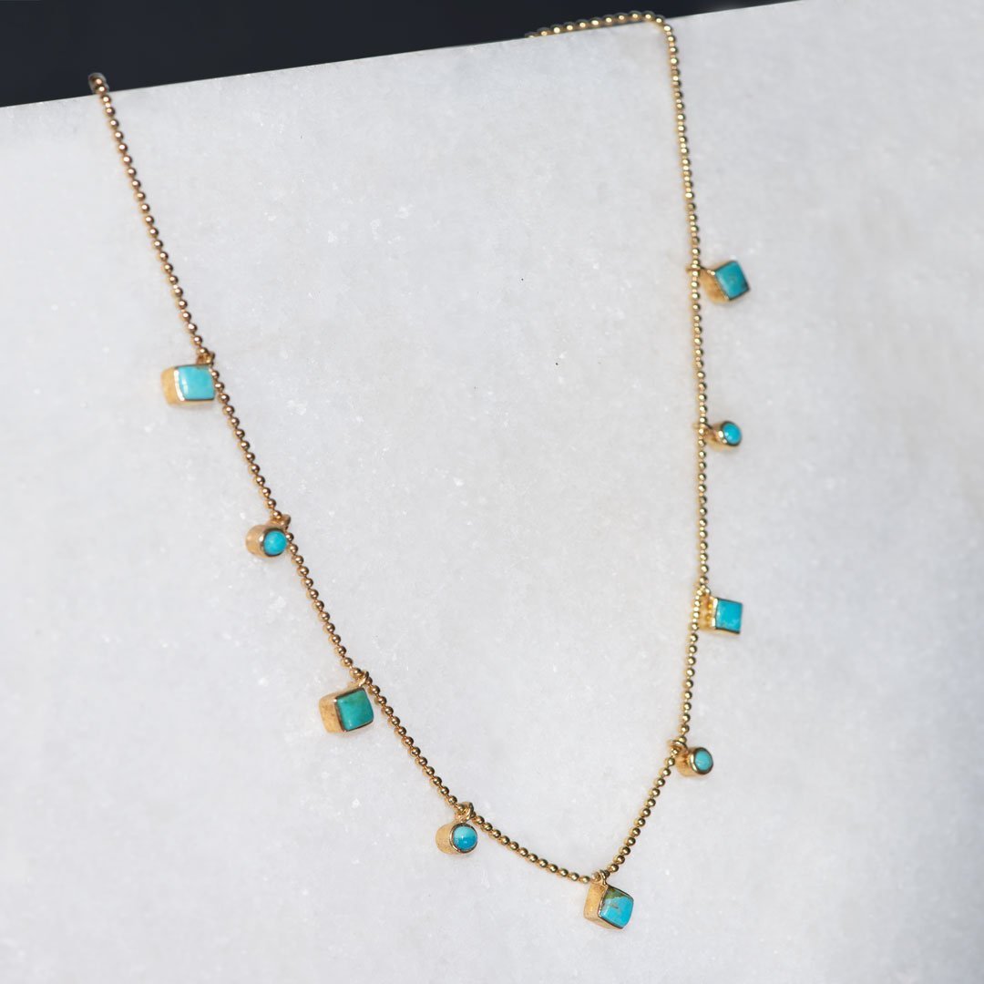 Keepsake - Turquoise Cross Necklace in Gold