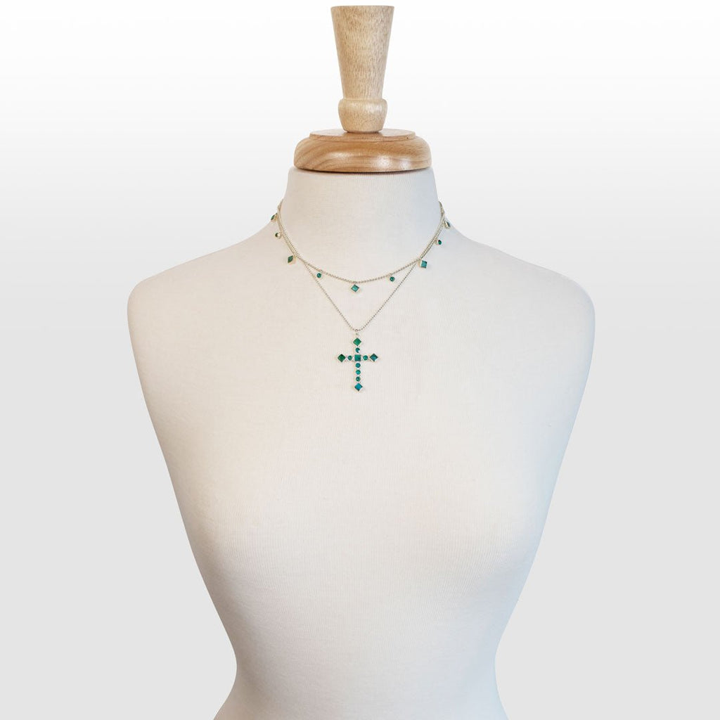 Keepsake - Turquoise Cross Necklace in Silver