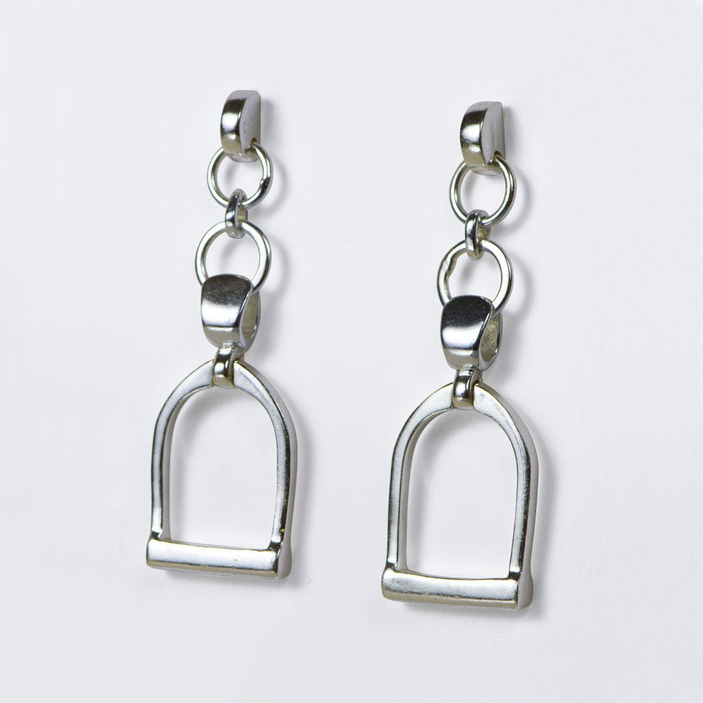 Langley - Equestrian Double Riding Stirrup Necklace in Silver