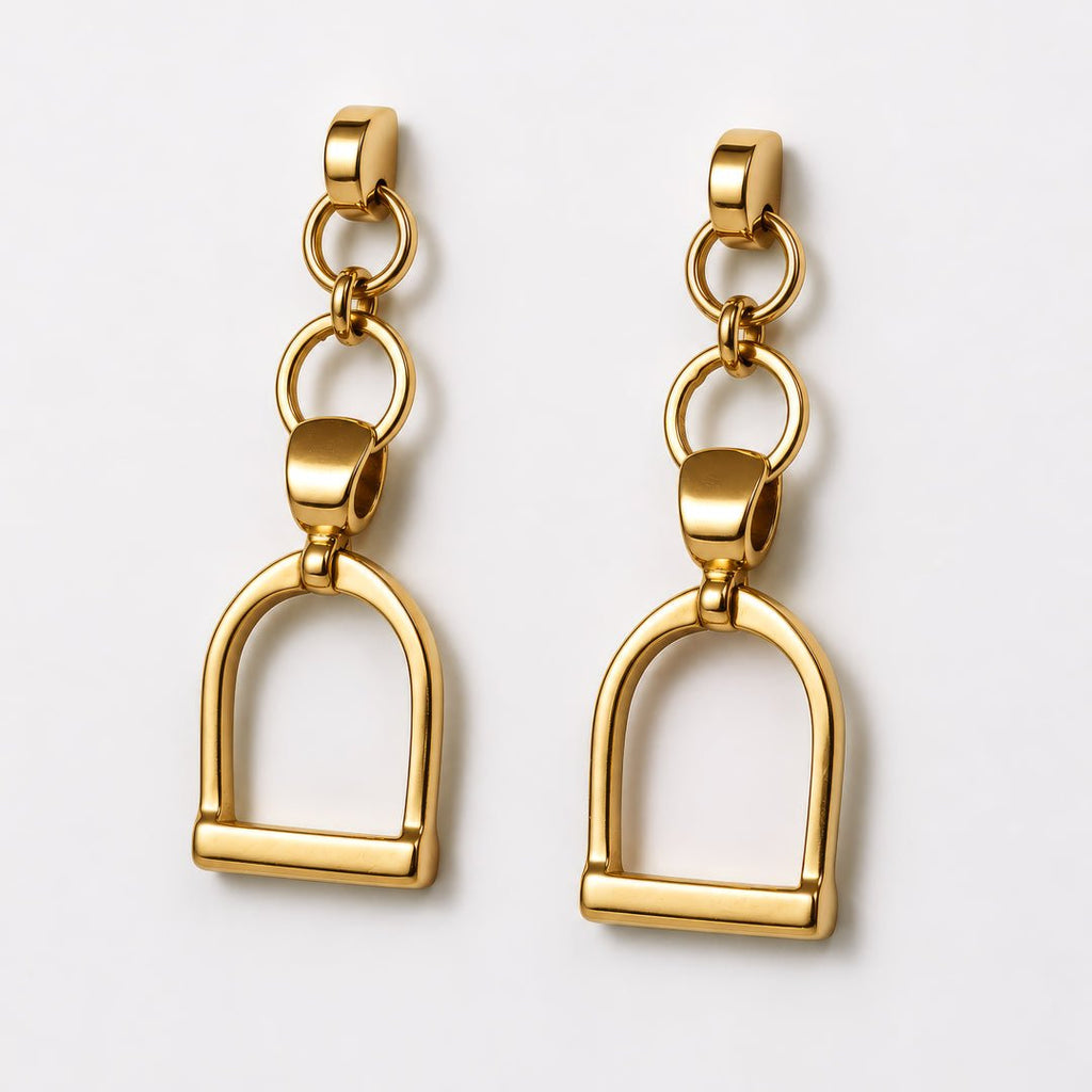 Langley - Equestrian Riding Stirrup Earring in Gold