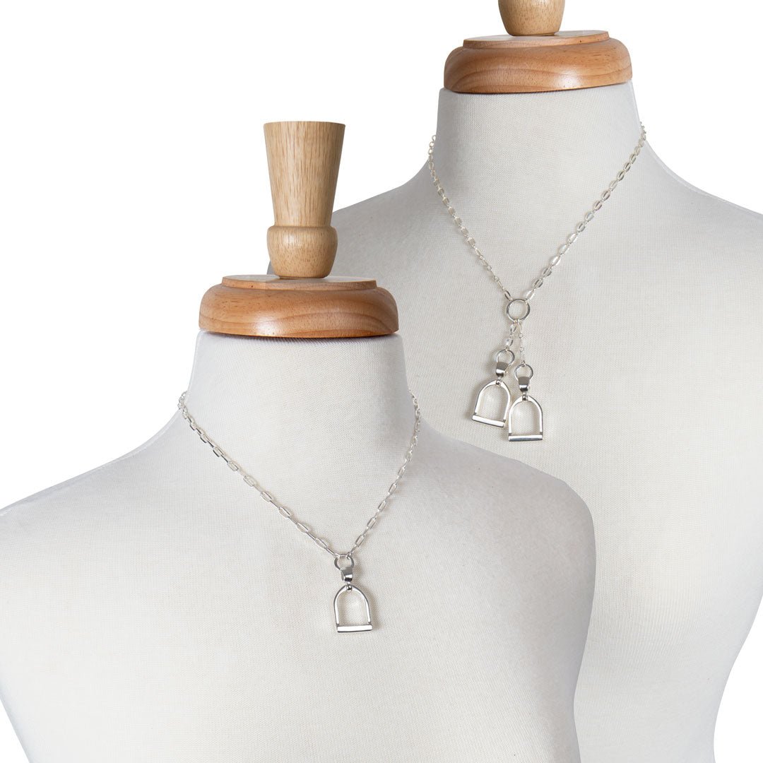 Langley - Equestrian Riding Stirrup Necklace in Silver