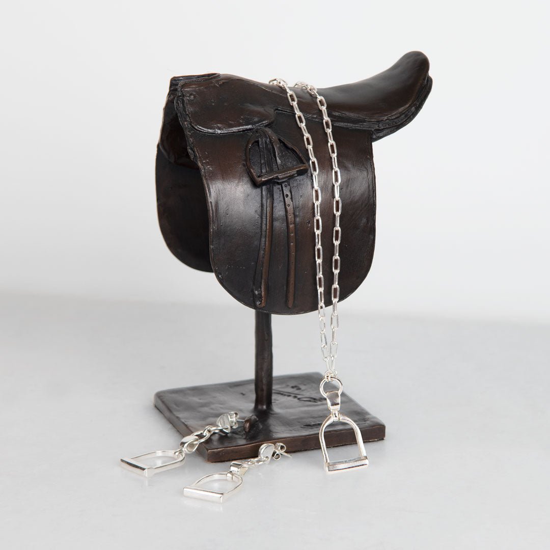 Langley - Equestrian Riding Stirrup Necklace in Silver