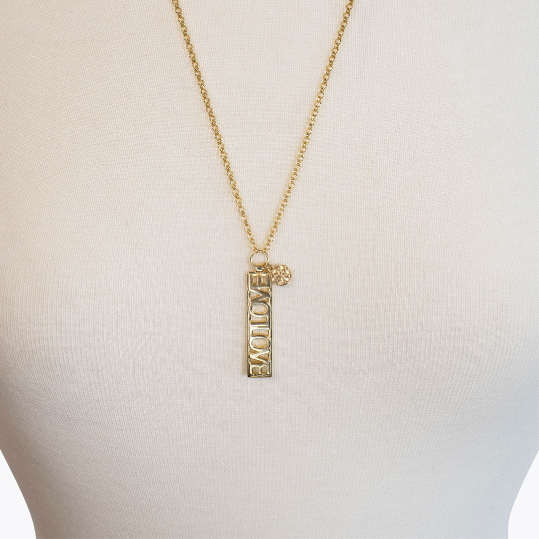 Love - Horseshoe Coin Dog Tag Necklace in Gold