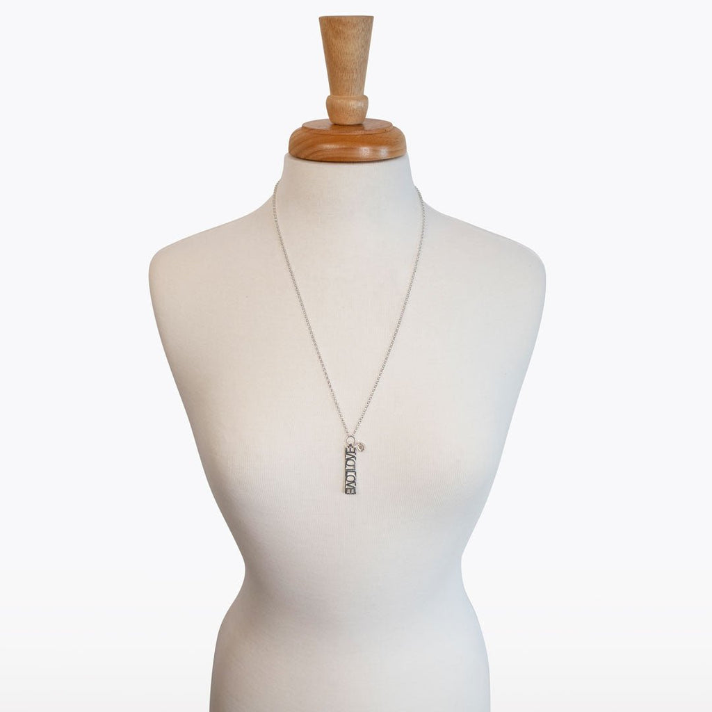 Love - Horseshoe Coin Dog Tag Necklace in Silver