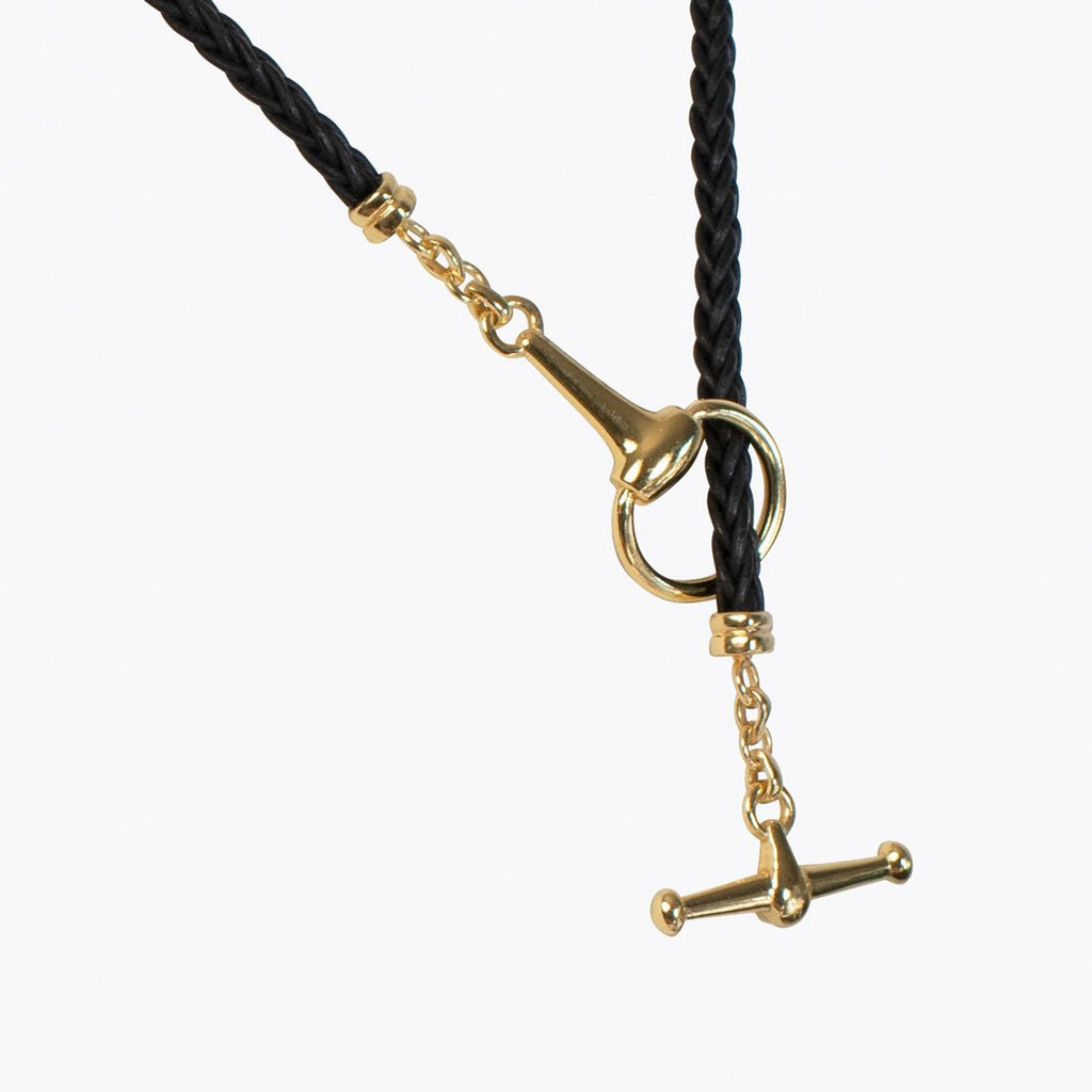 Odeza - Horse Bit Toggle Equestrian Necklace Black and Gold