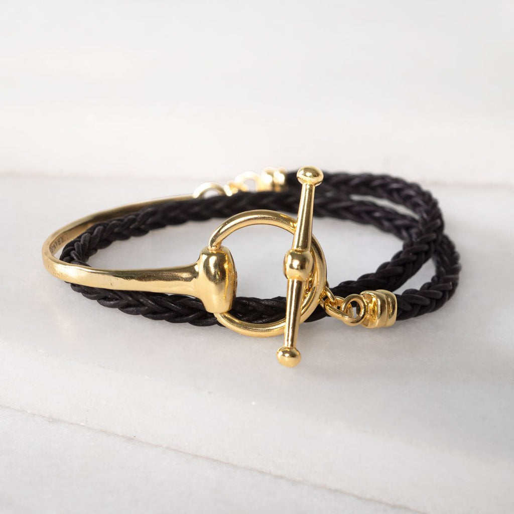 Odeza - Horse Bit Toggle Equestrian Necklace Black and Gold