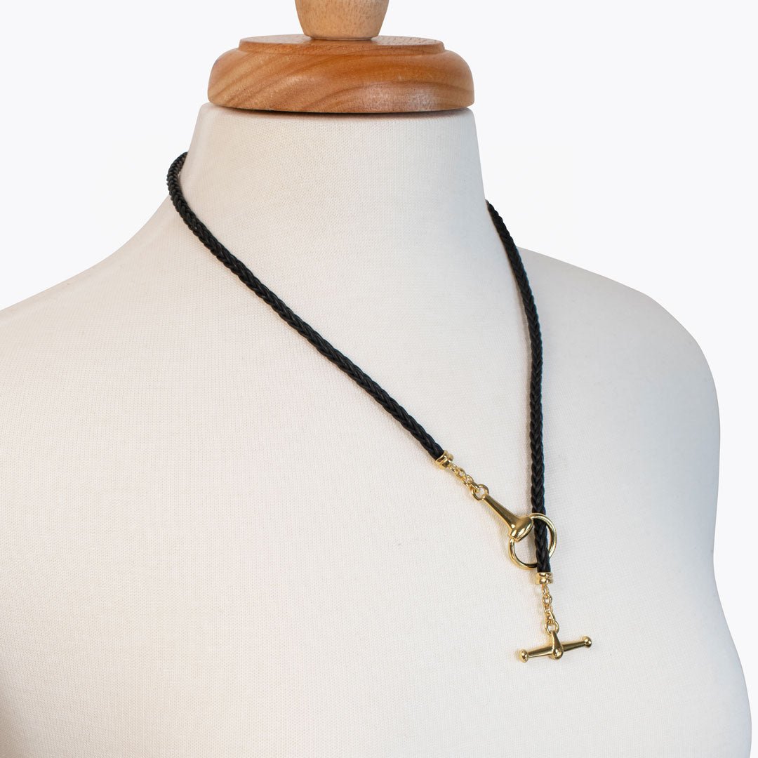 Odeza - Horse Bit Toggle Equestrian Necklace Black and Gold