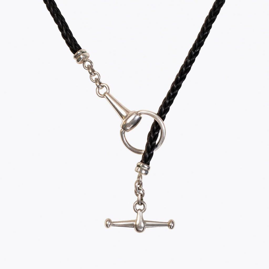 Odeza - Horse Bit Toggle Equestrian Necklace Black and Silver