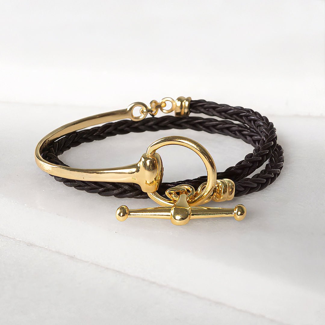 Odeza - Wrap Around Horse Bit Bracelet in Gold & Black