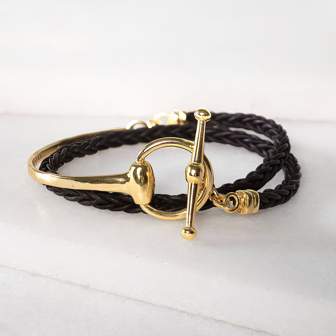 Odeza - Wrap Around Horse Bit Bracelet in Gold & Black