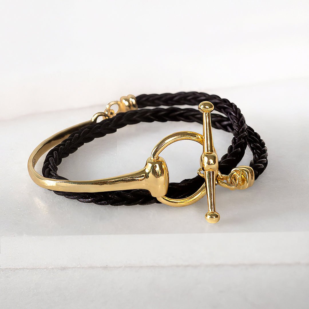 Odeza - Wrap Around Horse Bit Bracelet in Gold & Black