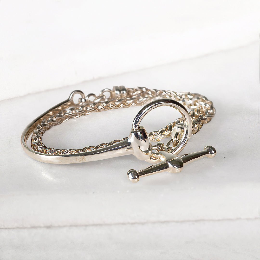 Odeza - Wrap Around Horse Bit Bracelet in Silver & Black