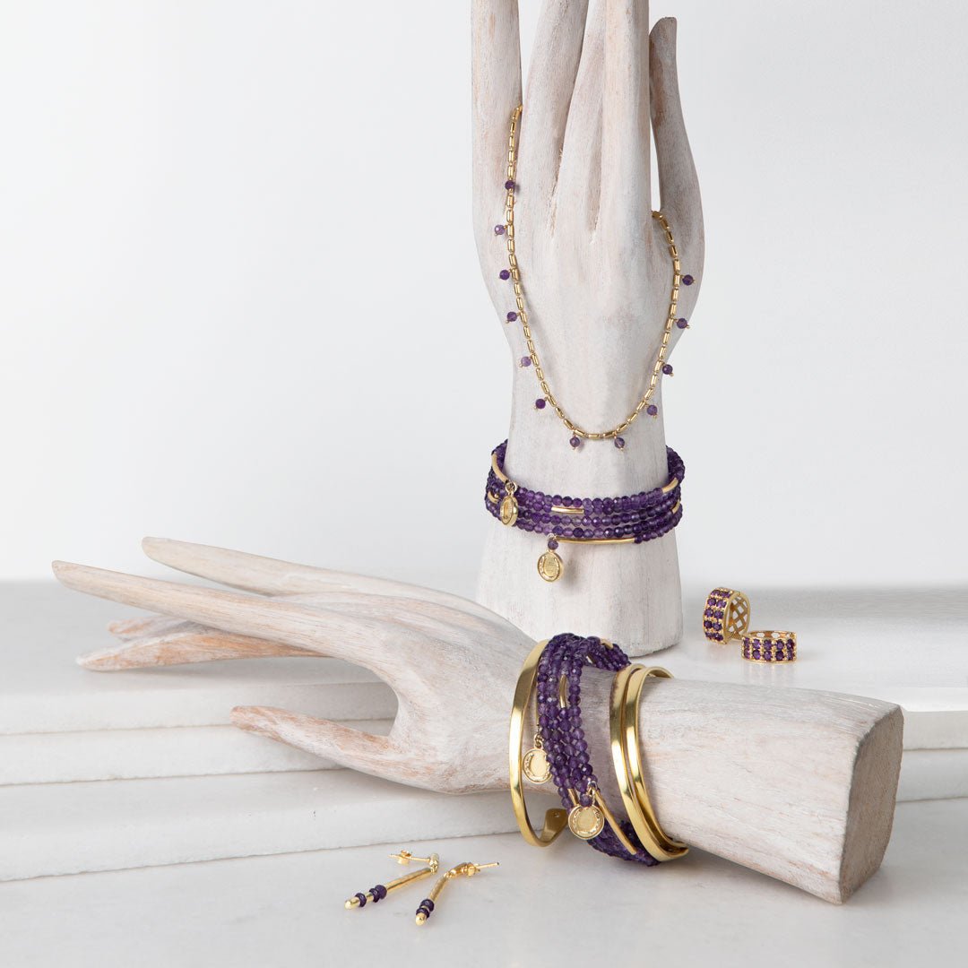 Prism - Amethyst Horseshoe Coin Earring
