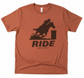 Ride Barrel Racer Graphic Tee | Premium Bella + Canvas 3001 Rodeo Shirt | Western Horse Rider Heather Clay T-Shirt – Rowdy Rowels