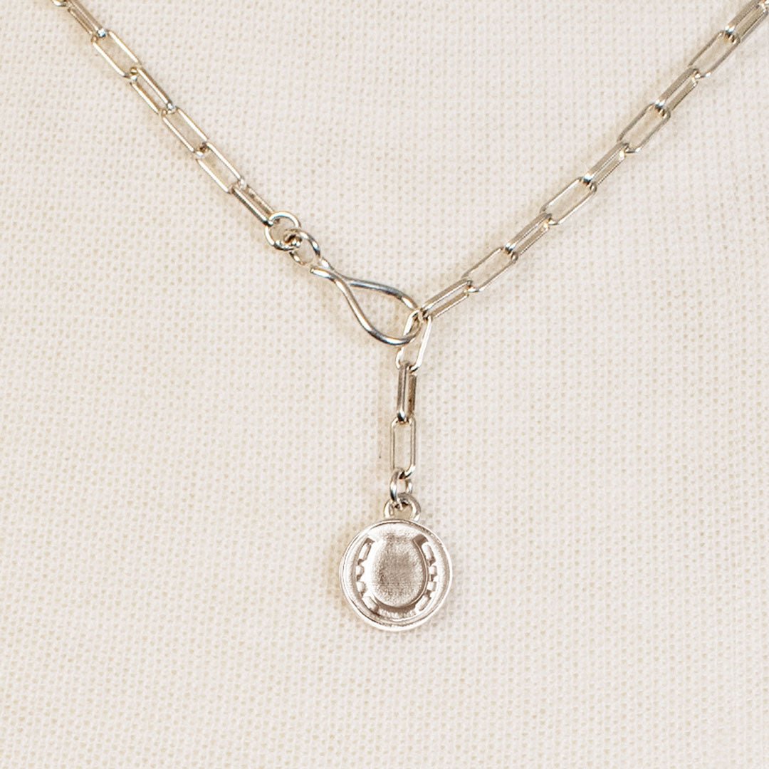 Roxy - Paperclip Chain w/ Horseshoe Coin - Large Link in Silver