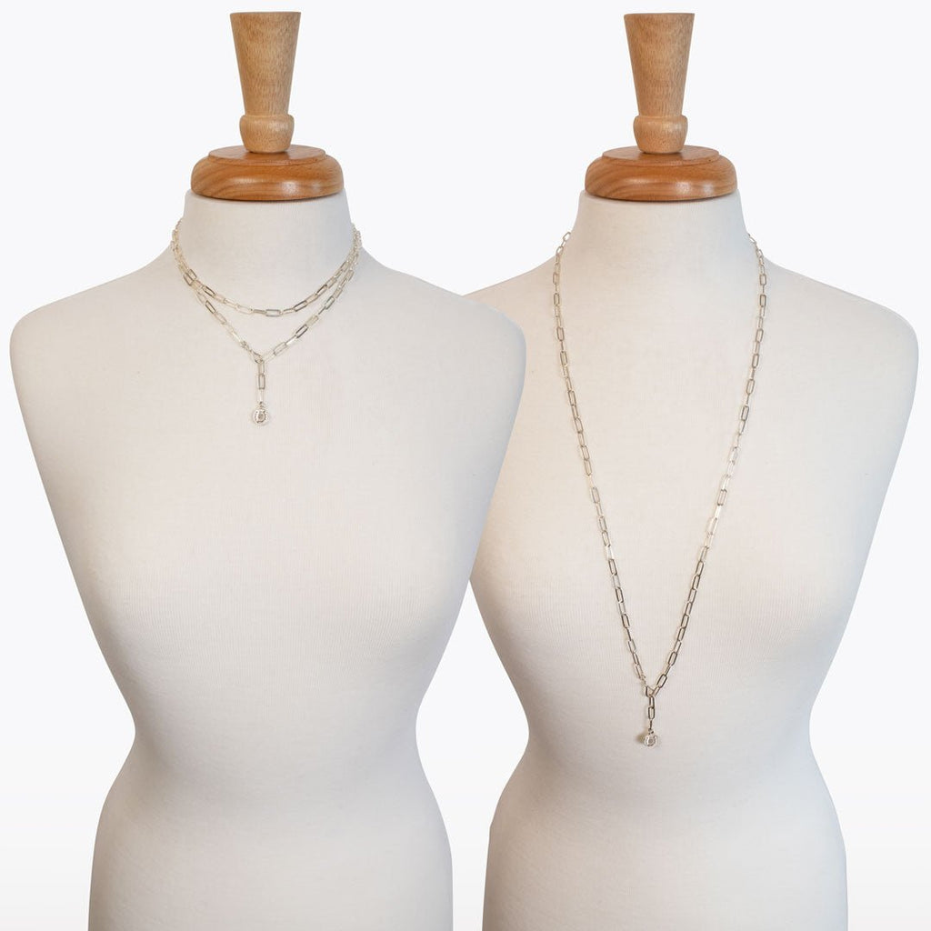Roxy - Paperclip Chain w/ Horseshoe Coin - Large Link in Silver