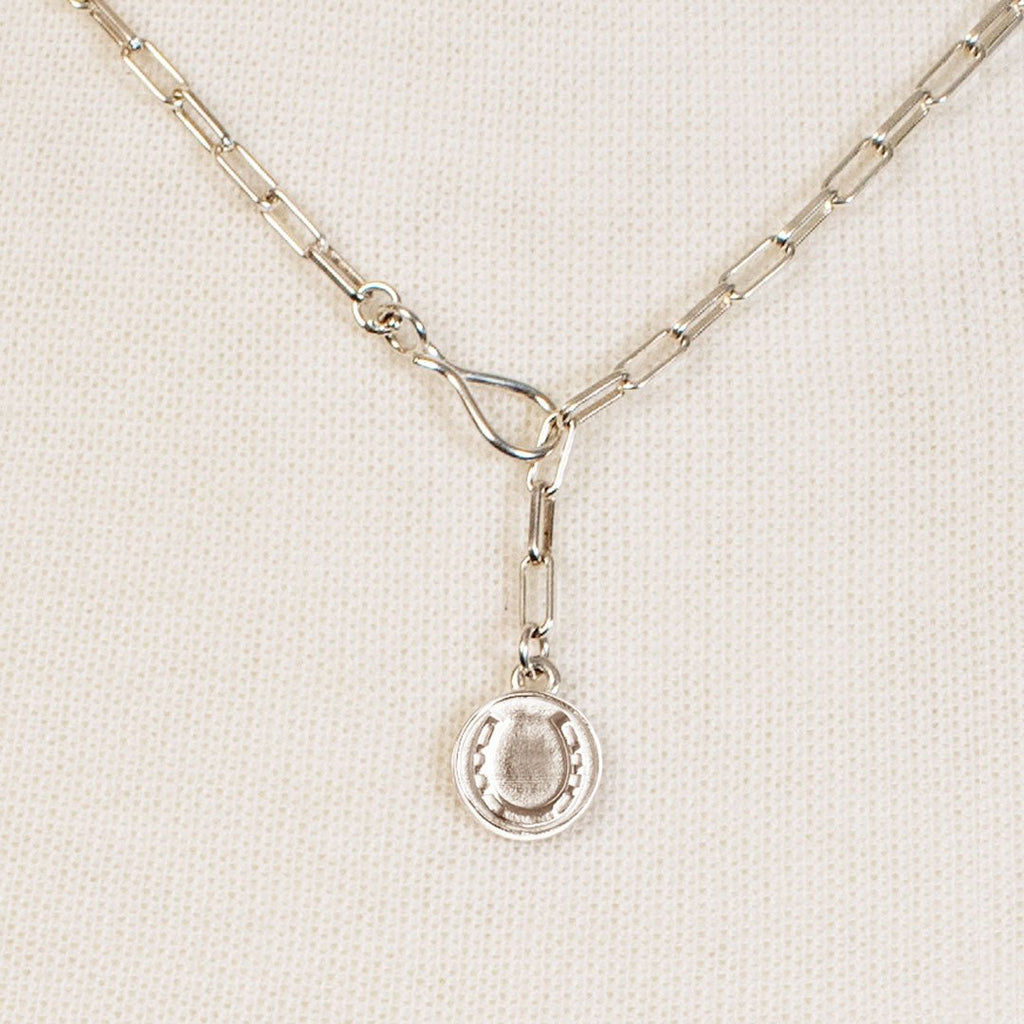 Roxy - Paperclip Chain w/ Horseshoe Coin - Petite Link in Silver
