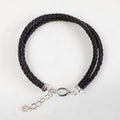 Tally - Braided Leather Horseshoe Coin Bracelet in Black